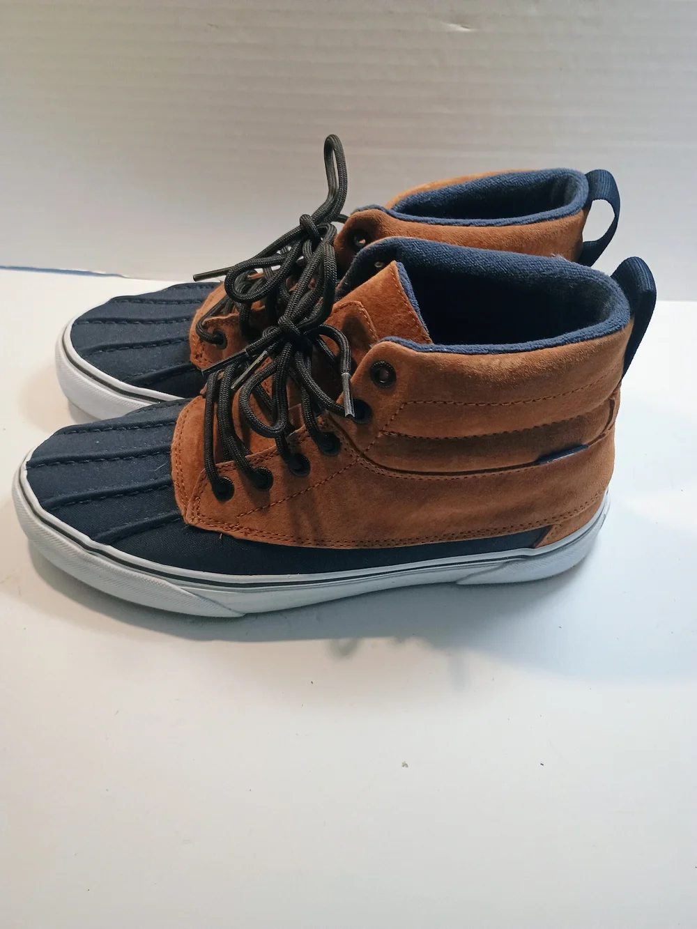Vans SK8-HI Duck Boot Brown/Navy Mens-8.5 W-10 Scotchguard, Great Cond